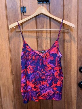 Vibrant Purple & Red Floral Silk Cami With Matching Shorts